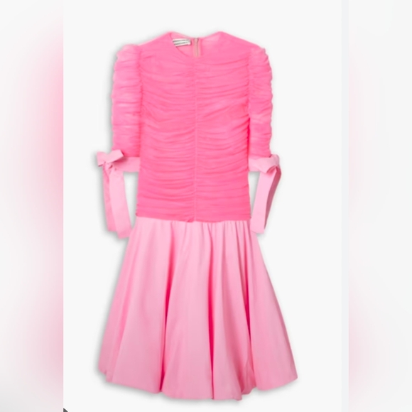 RENAISSANCE Sakura tulle & cotton Ruched Dress with Puff Skirt,Pink Adorable NWT - Picture 6 of 15